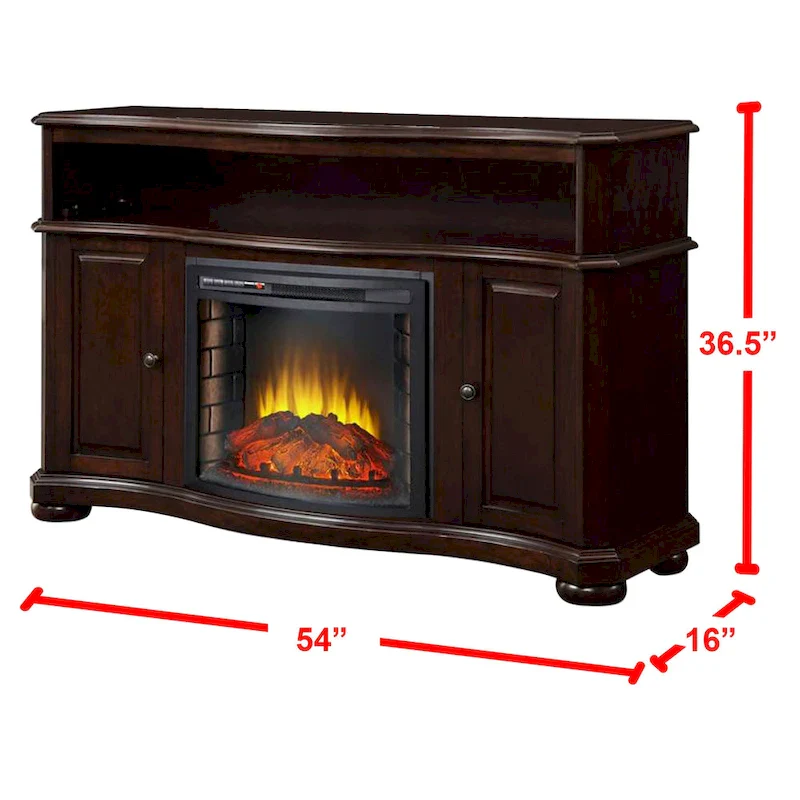 54 TV Stand with Electric Fireplace in Merlot - 54 inches in width