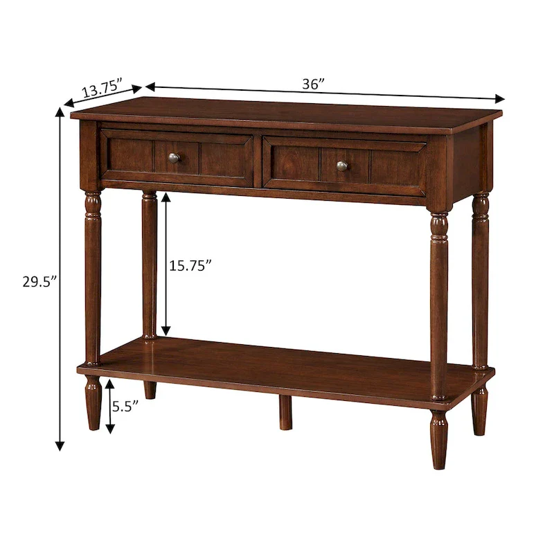 French Country 2 Drawer Hall Table with Shelf