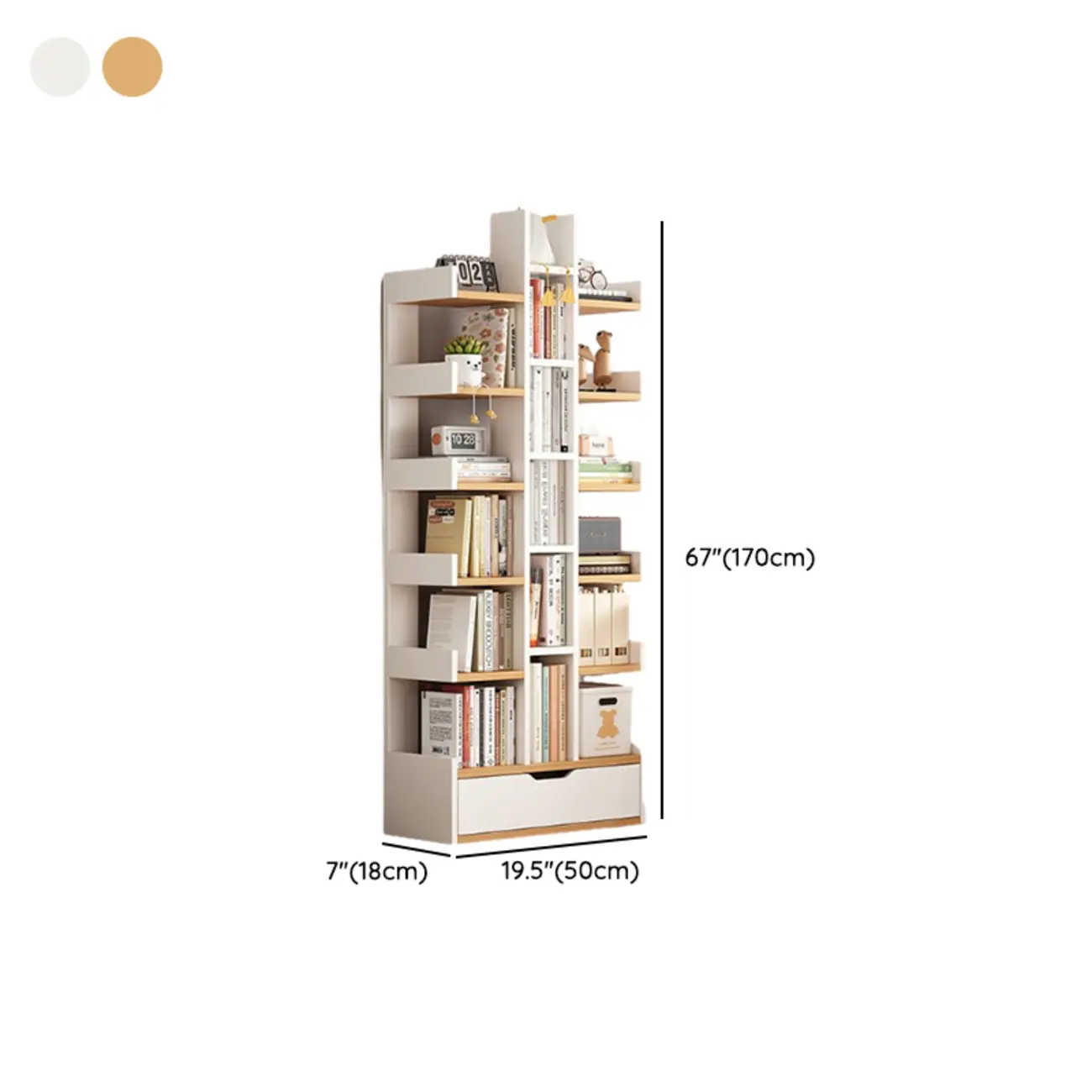 Modern Open Back 9 Shelves White Wooden Bookshelf