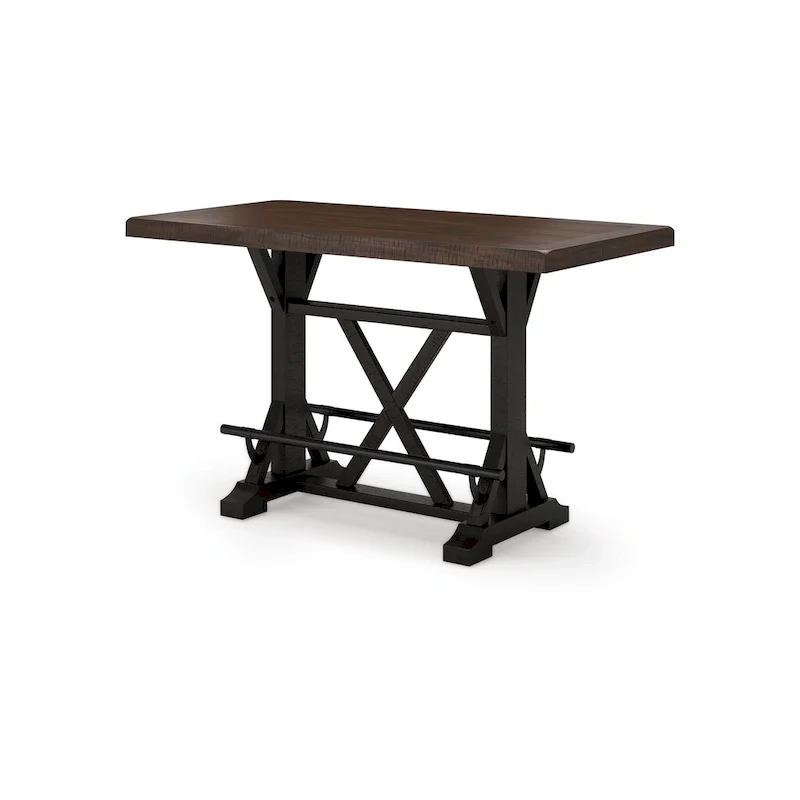 Counter Height Dining Table, 60 Inch, Brown, Black Pine Wood