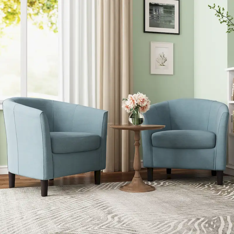 2 Set Modern Accent Chair Upholstered Barrel Chair