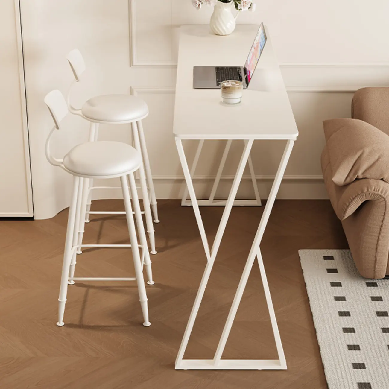 Modern Chalk Slate Metal Twin Pedestal Bar Tables