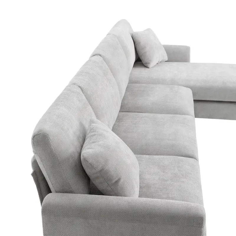 119 Chenille L-Shaped Sectional Sofa with Chaise Lounge and 2 Pillows
