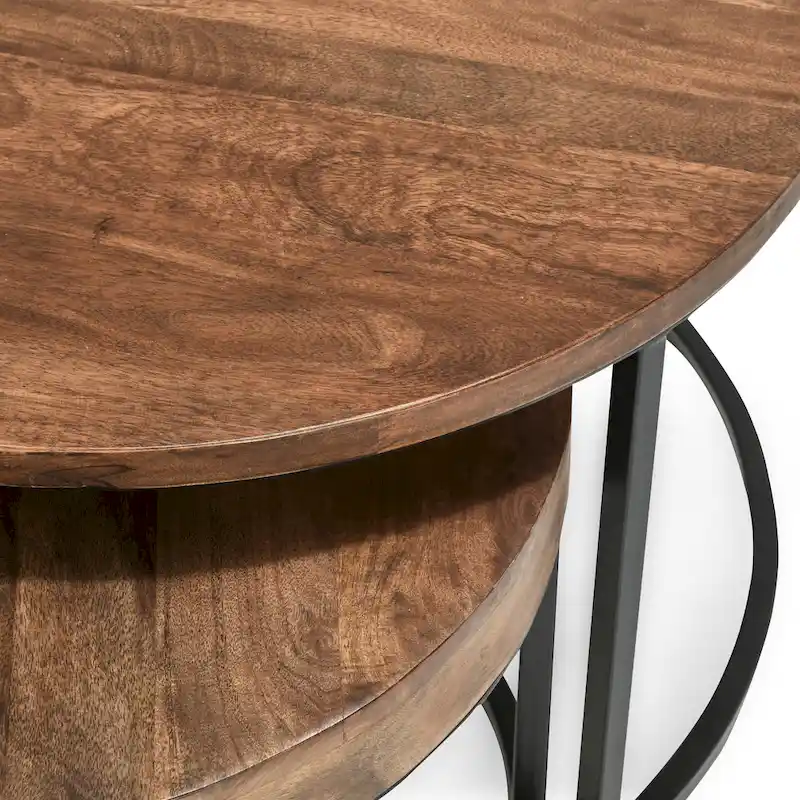 Classic Home Emma Set of 2 Nesting Tables in Natural Brown