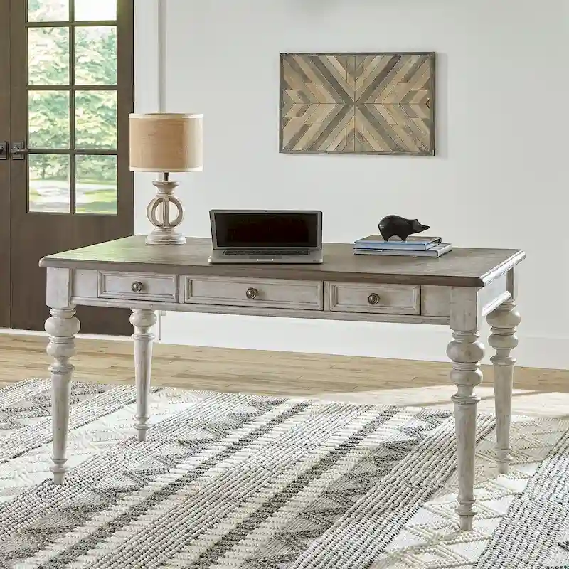 Antique White Writing Desk, 1-Person