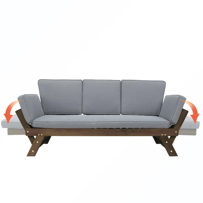 Patio Adjustable Patio Wooden Daybed Sofa