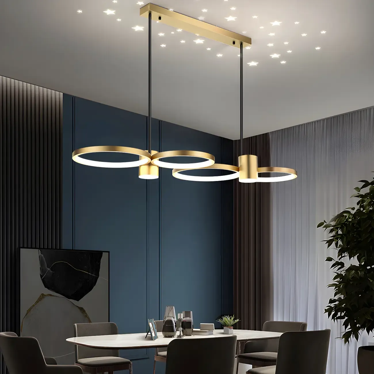 Modern Black Ring Dimming Pendant Light