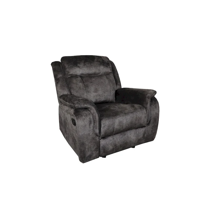39 Inch Manual Recliner Chair, Pocket Coils, Gray Faux Suede Velvet