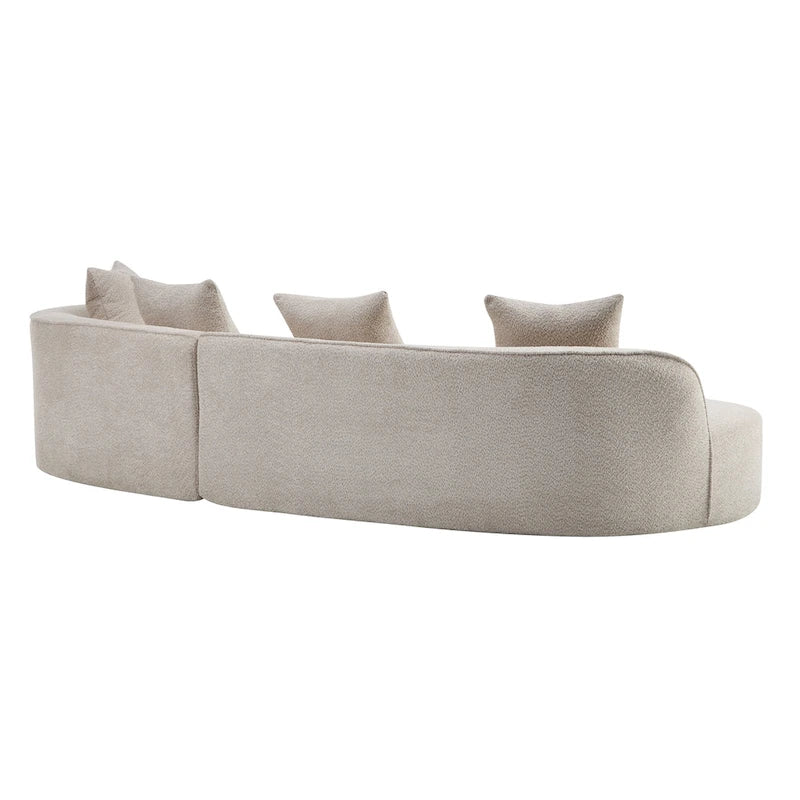 Beige Curved Sectional Sofa - 5 Seater