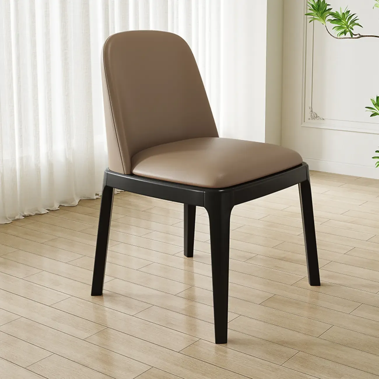 Modern Rubber Wood Upholstered Dining Chair Set of 2