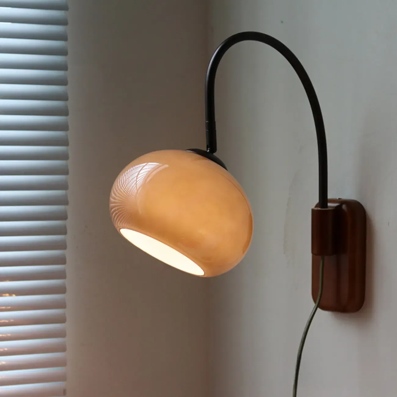 Vintage Brown Drum Shape Milk Glass Indoor Wall Sconce