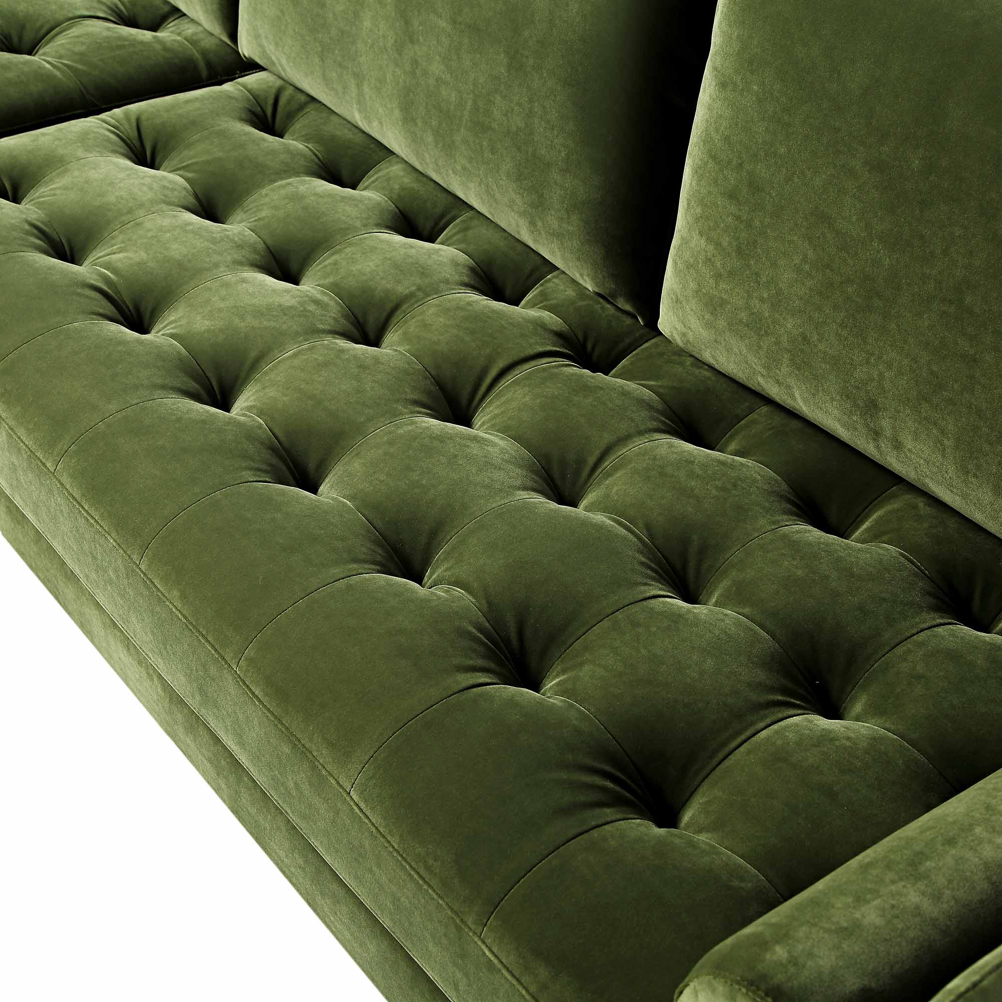 Moss Green Velvet Grand 4-Seater Chaise End Sofa, Right Hand Facing