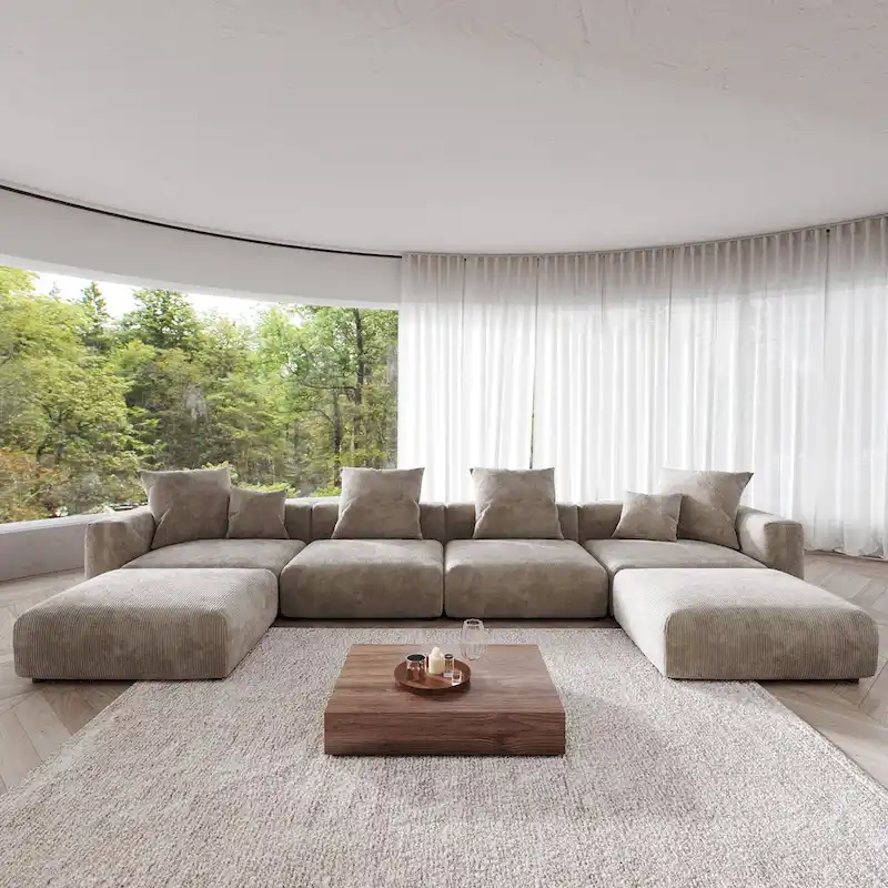 181.10 Corduroy Fabric 6-Piece Oversize Sectional Sofa