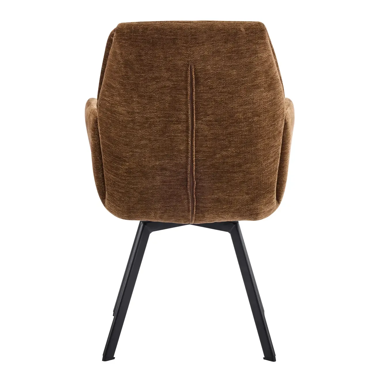 Brown Curved Back Chenille Arm Chair Dining Chairs