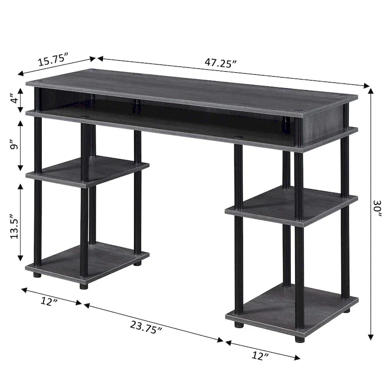 Convenience Concepts Designs2Go No Tools Student Desk with Shelves