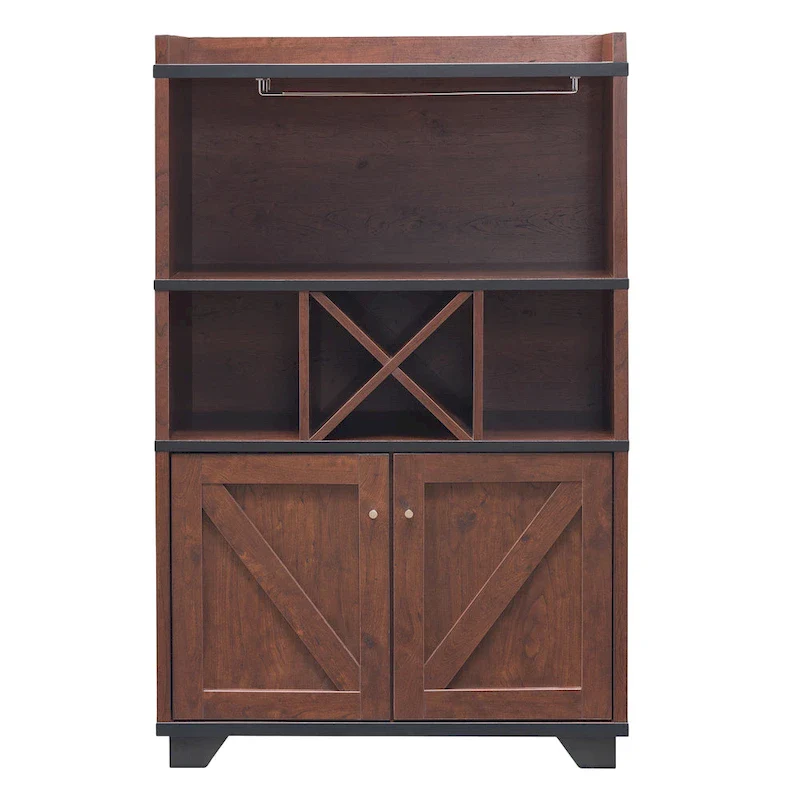 Furniture of America Keya Farmhouse 6-shelf Wine Cabinet Buffet