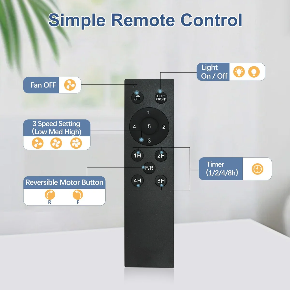 Remote Ceiling fan with Lights Large 8 Wooden Blades