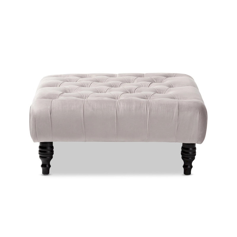 Transitional Velvet Fabric Cocktail Ottoman