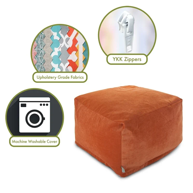 Velvet Pouf Ottoman – Round Footrest & Extra Seating