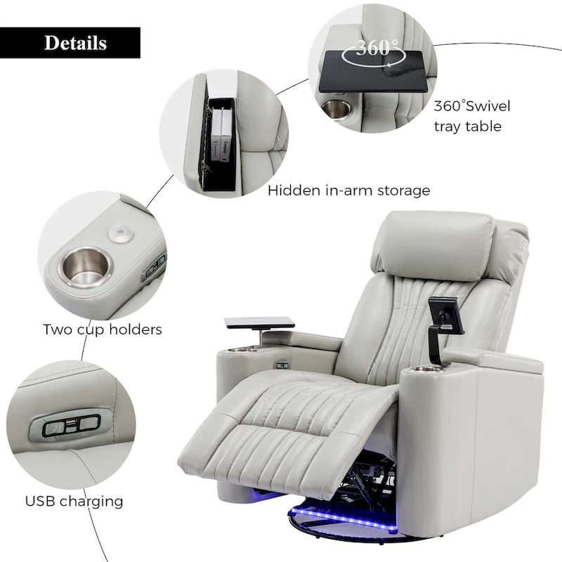 Multifunctional 270 Swivel Home Theater Power Recliner