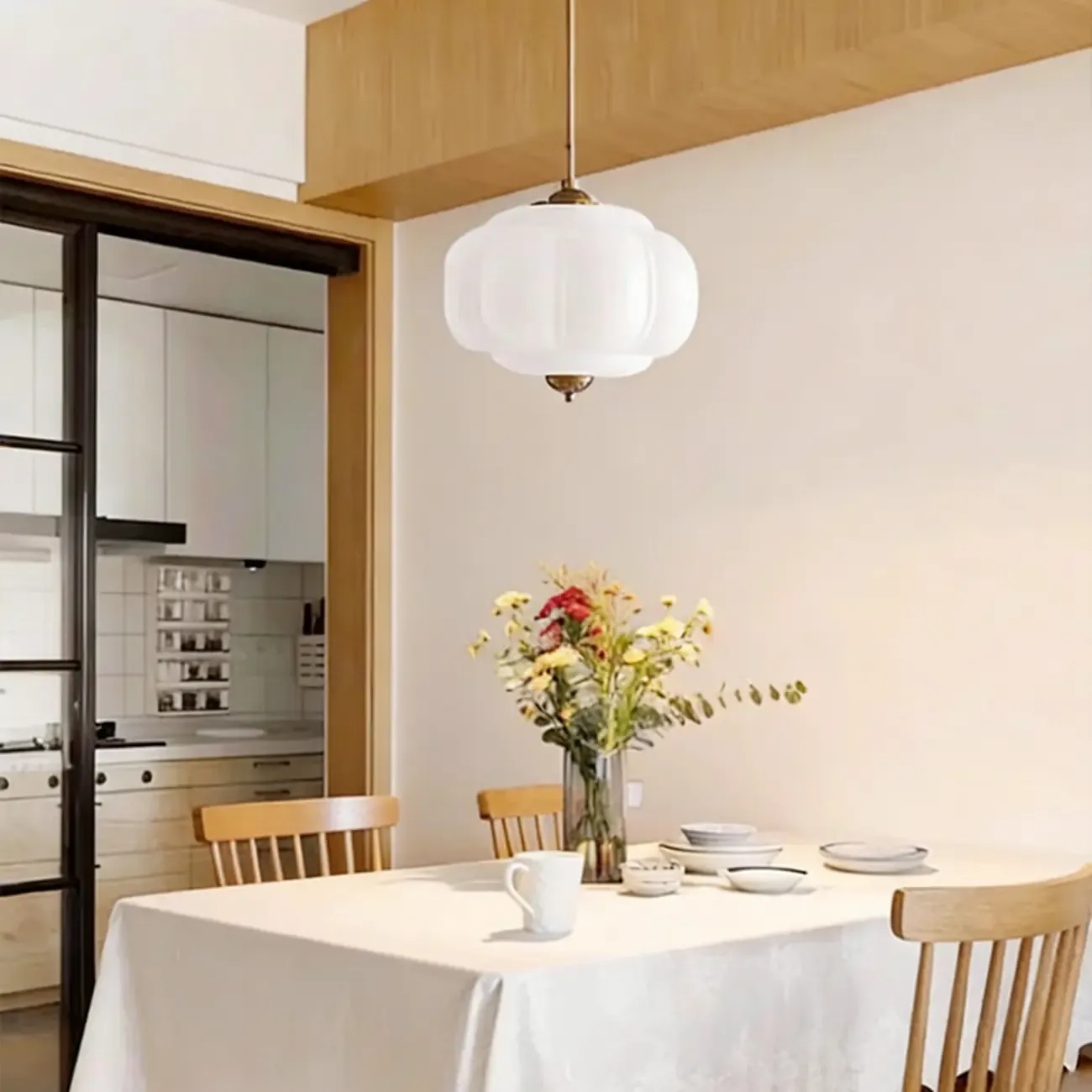 Elegant Glass Geometric Pendant Light Pumpkim Shaped