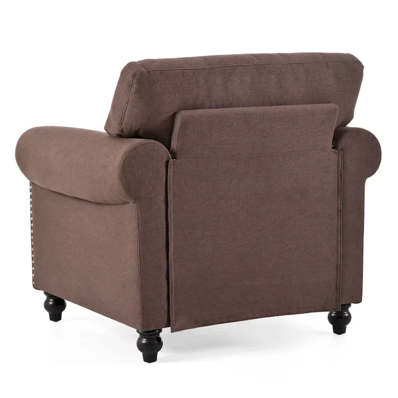 Brown 37.4  Accent Chair with Nailheads