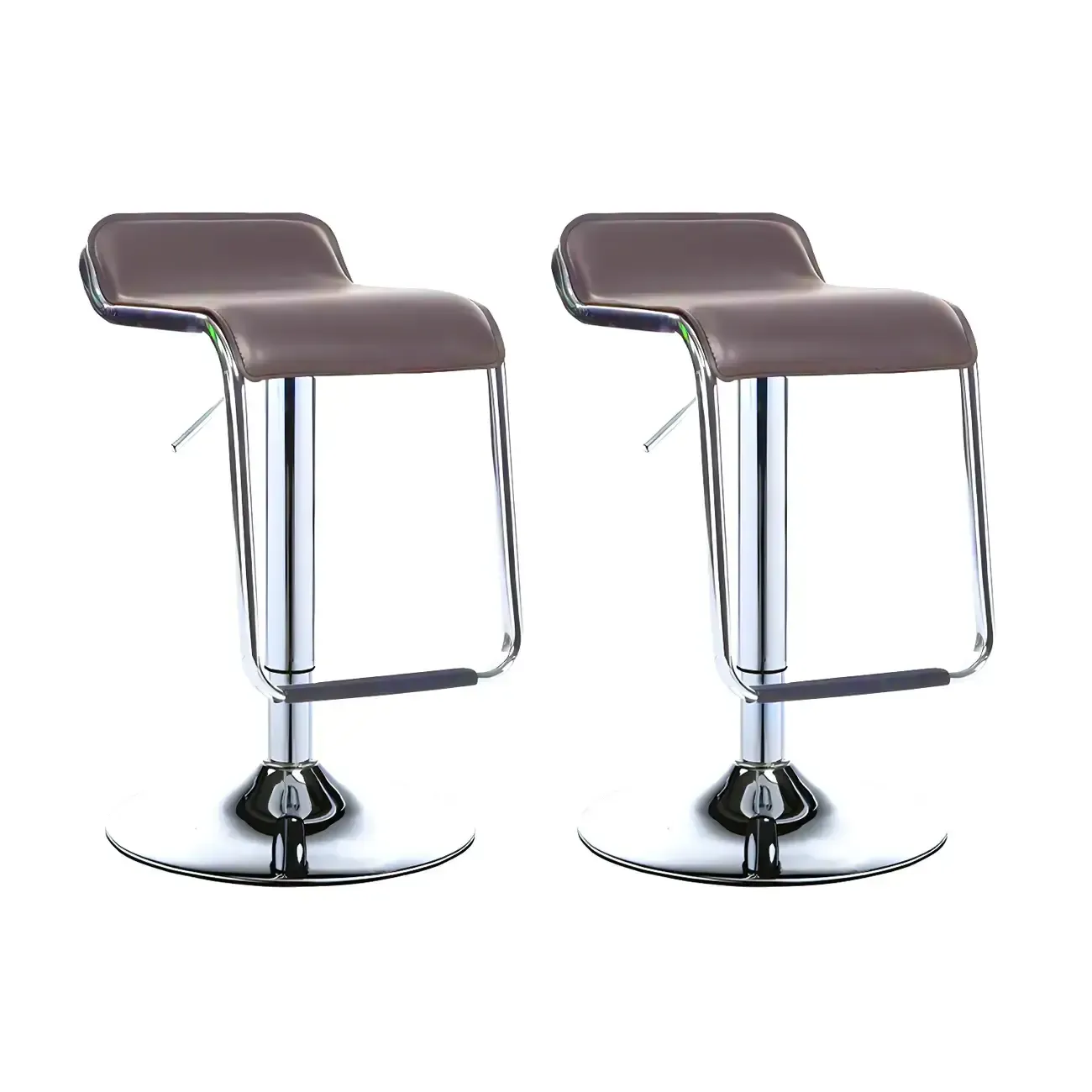 Modern Pedestal Swivel Bar Stool Adjustable Height Low Back Faux Leather