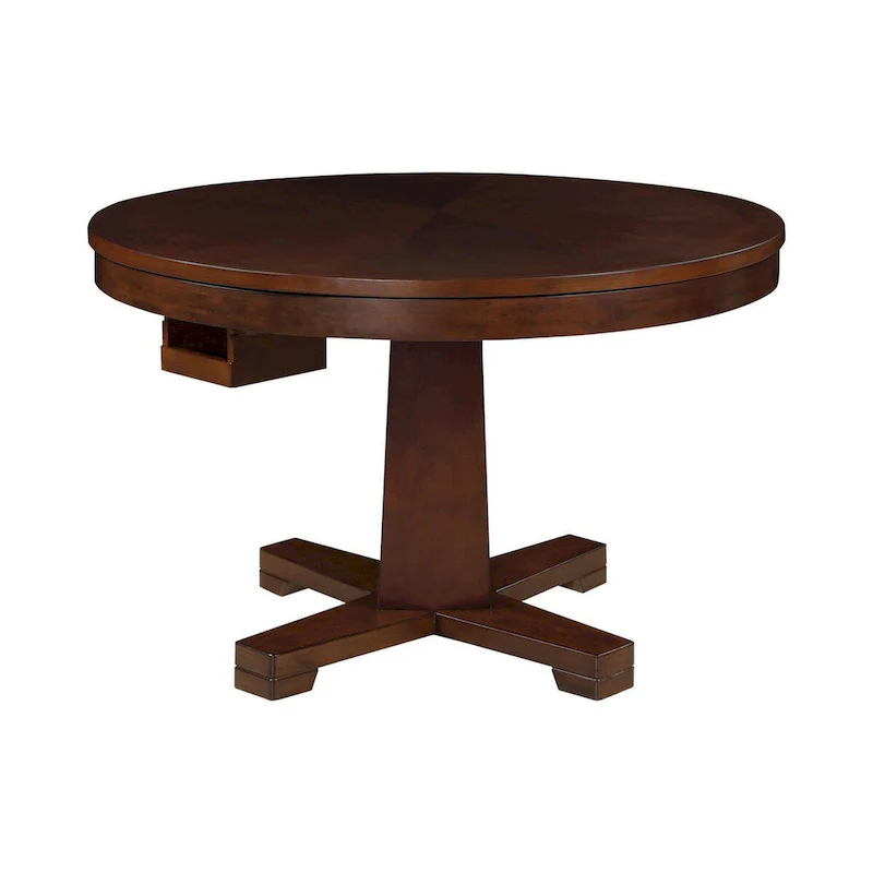 Dark Brown Round 3-in-1 Poker / Bumper Pool / Dining Table for 8, 48