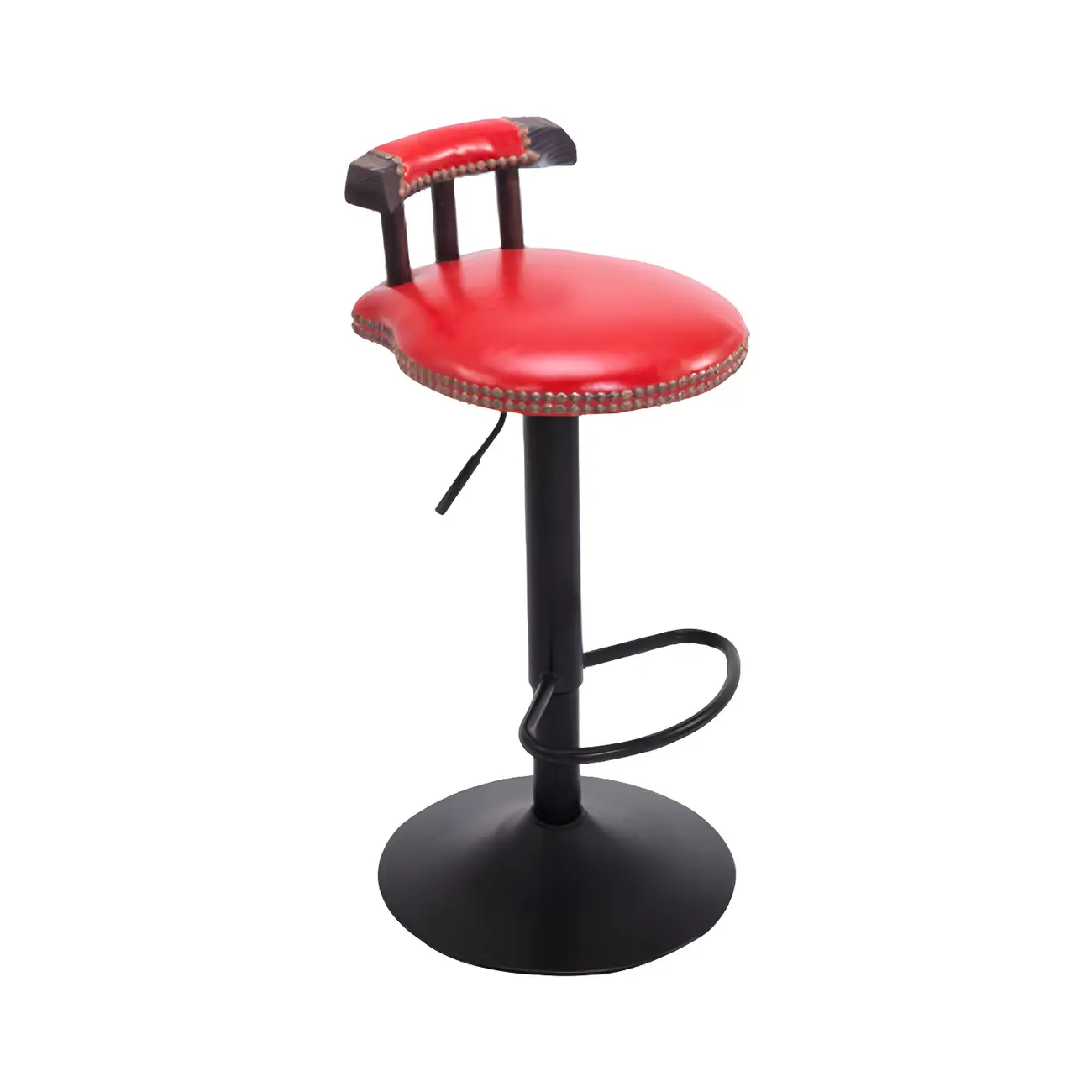 Industrial Round Leather Adjustable Bar Stools