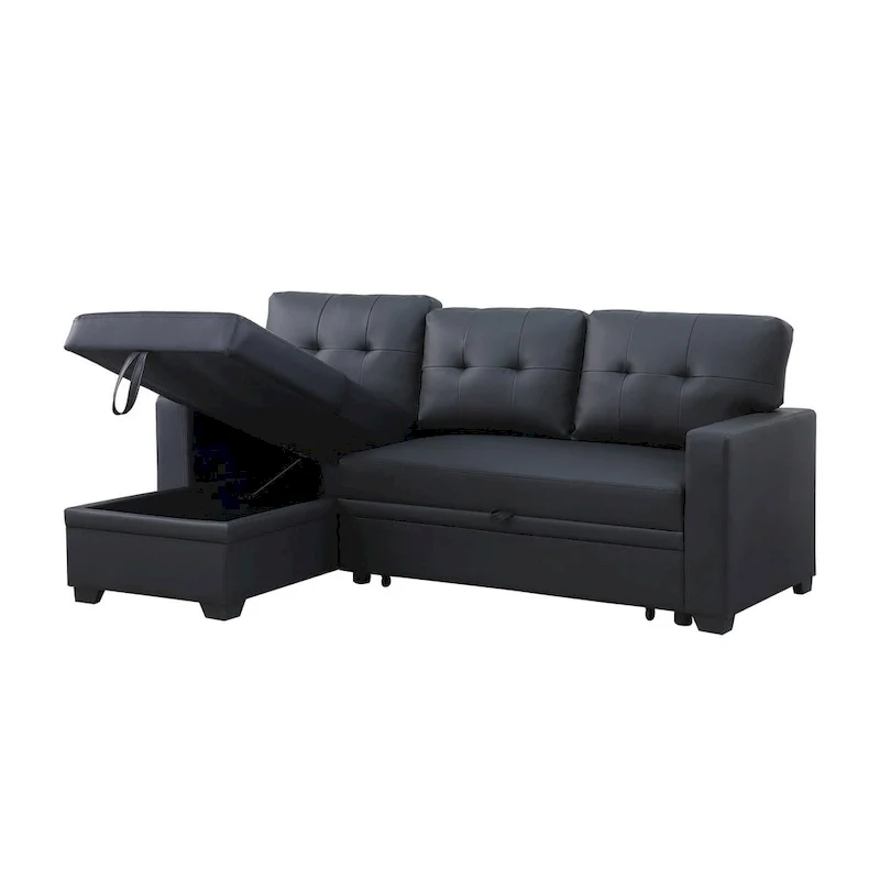Upholstered Pull out Sectional Sofa with Chaise
