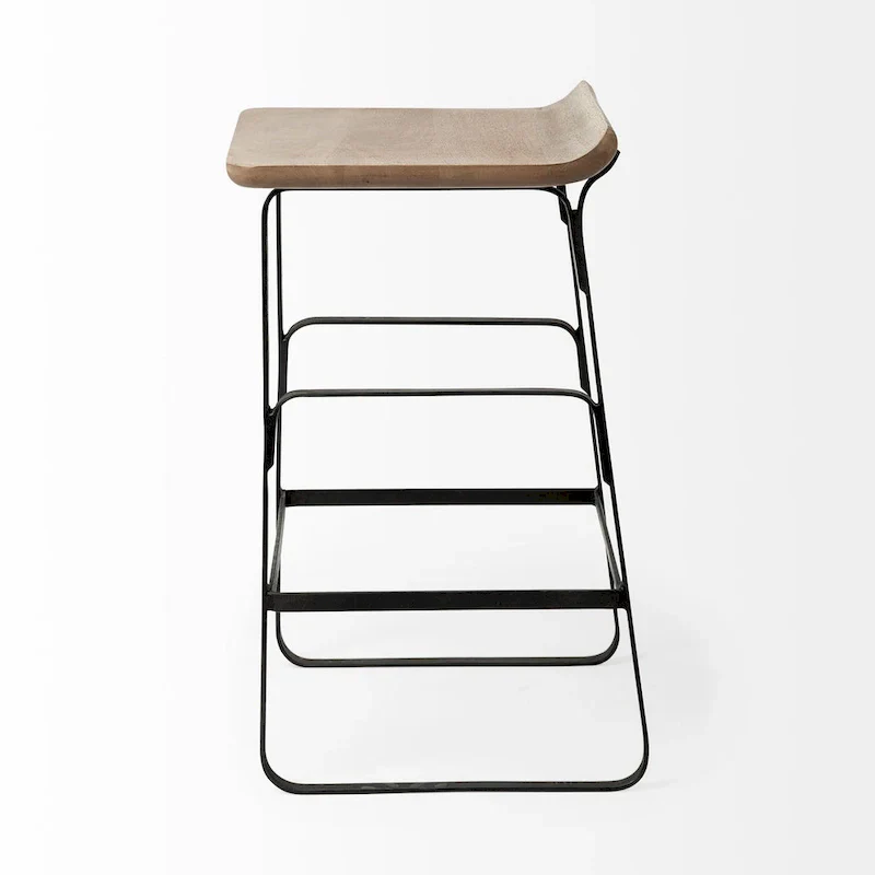 Wood Seat Counter Stool with Metal Frame