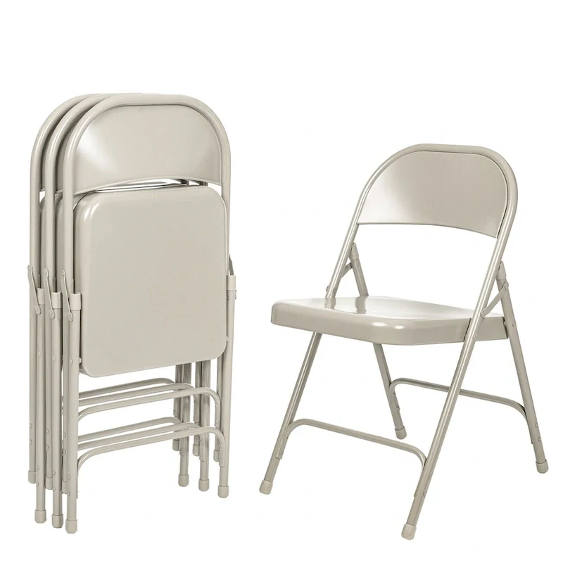 Hampden Furnishings Bernadine Collection Metal Round-Backed Folding Chair, Pack of 4