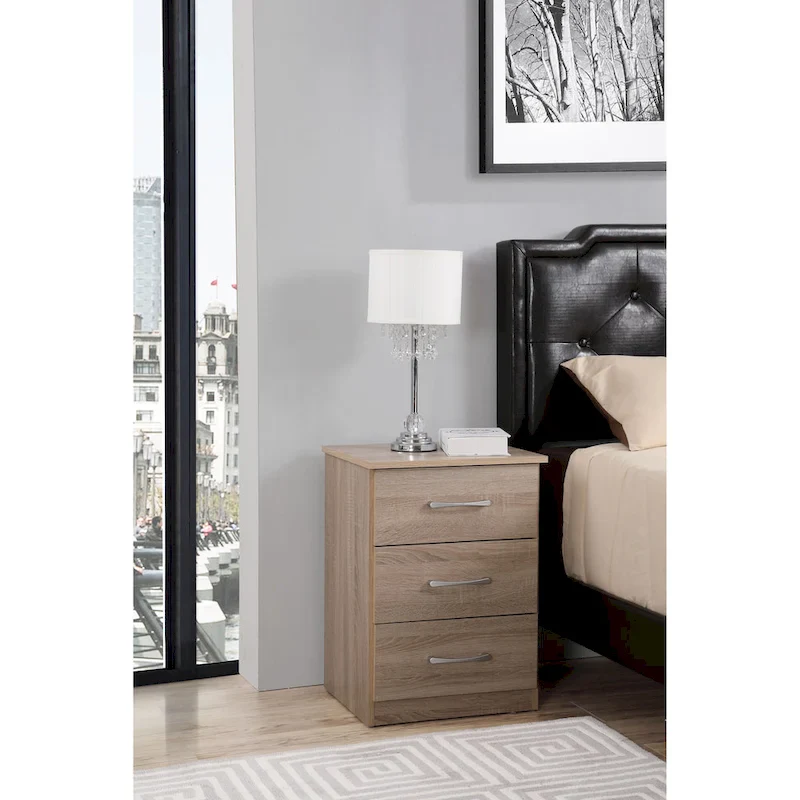 3-Drawer Wooden Nightstand