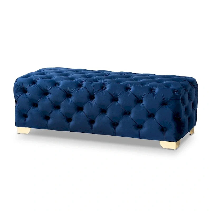 Gracewood Hollow Solanki Velvet Fabric Ottoman Bench