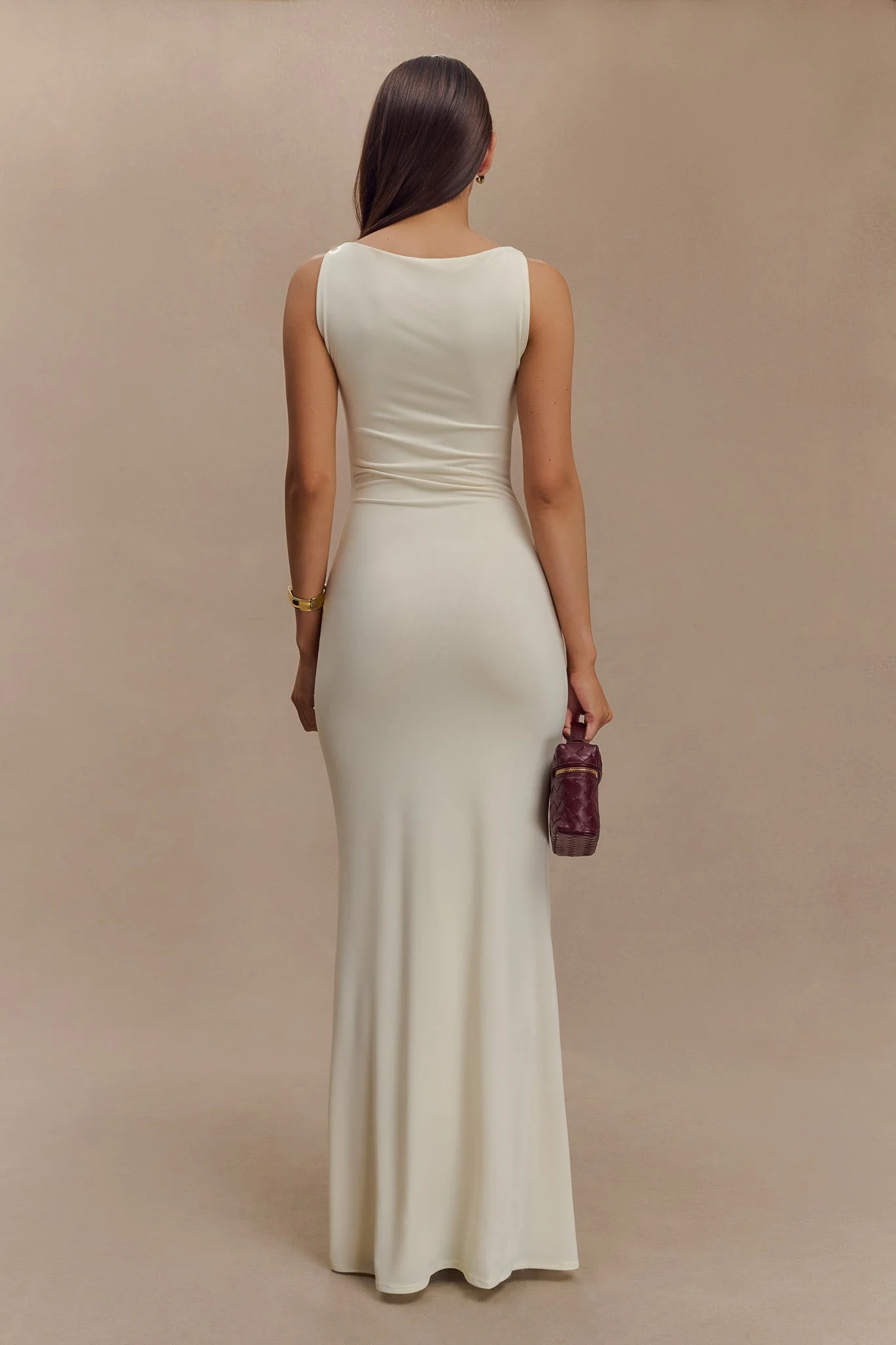 Tarna Sleeveless Slinky Maxi Dress - Bone