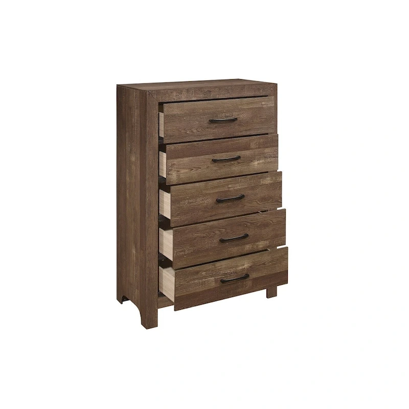 Tabina 3 Piece Rustic Brown Modern Panel Bedroom Set