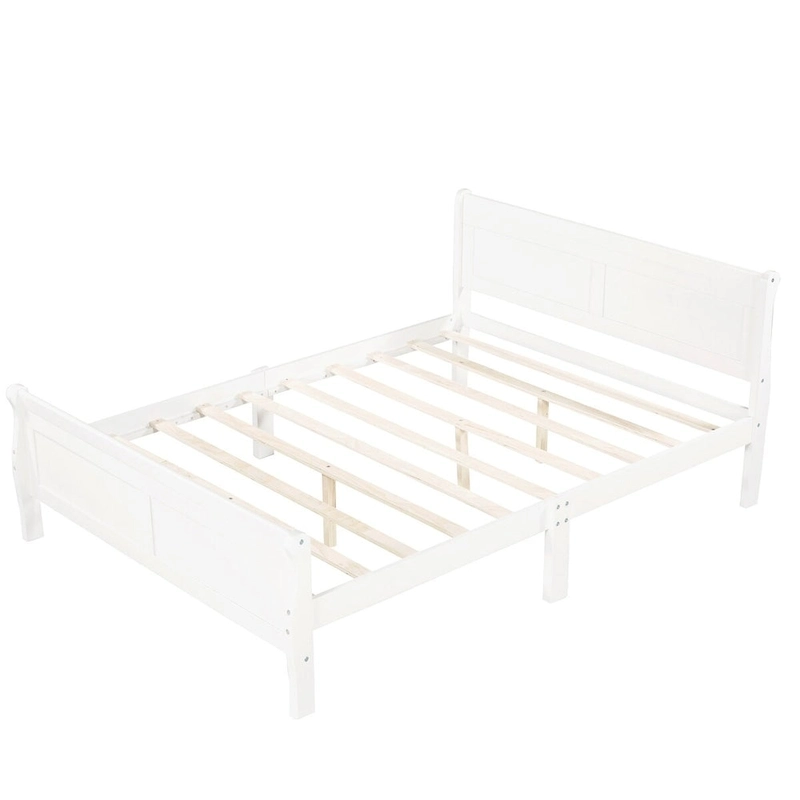 Twin/Full/Queen Wood Frame Sleigh Bed with Footboard