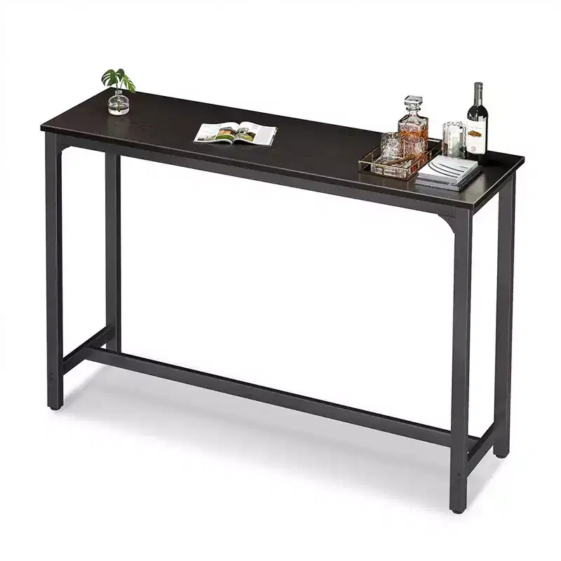 ODK 55 Inch Rectangular Modern Bar Height Narrow Pub, Kitchen, and Dining Table with Metal Legs, Easy to Clean Top, and Fast Assembly, Black