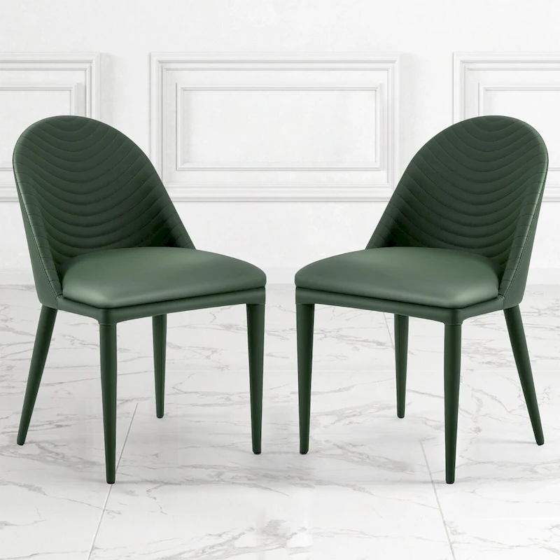 Fully Assembled Microfiber Leather Upholstered Dining Chairs, Set of 2 - 22.44 D x 18.5 W x 32.28 H