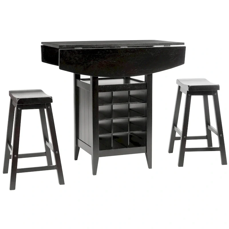 SAFAVIEH Mascha 3-Piece Set Drop Leaf Pub Table - 36 W x 36 L x 36 H - 36Wx36Dx36H