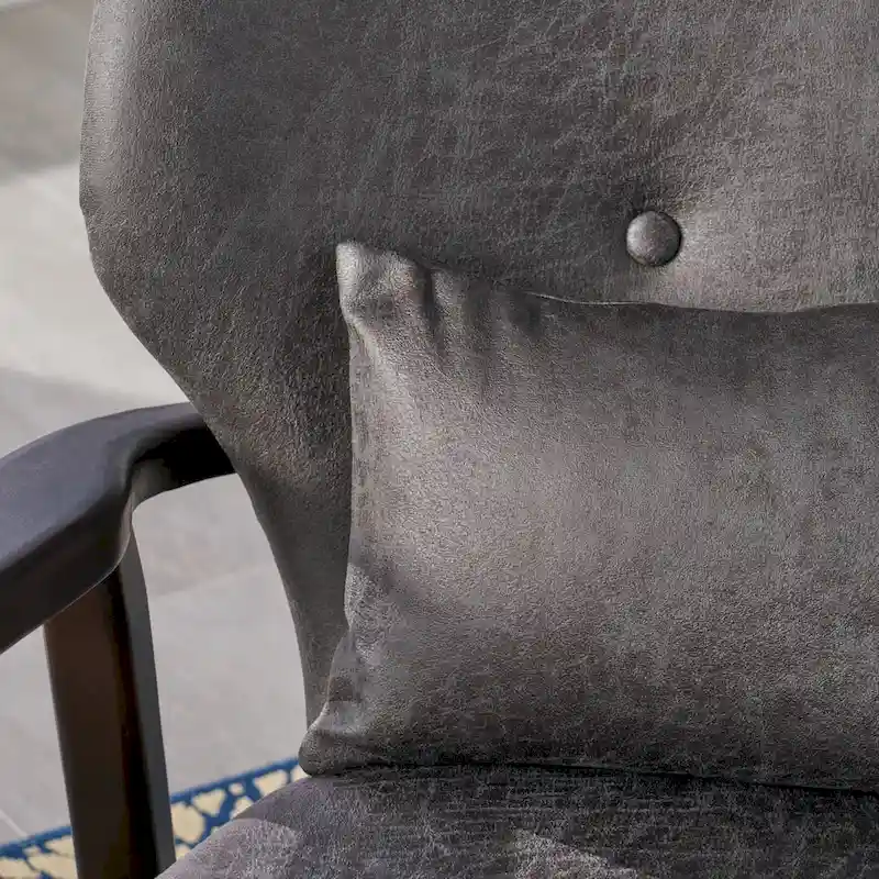 Mid-Century Modern Club Chair, Button-Tufted, Birch Legs – Slate / Brown / Mustard / Salmon, Single