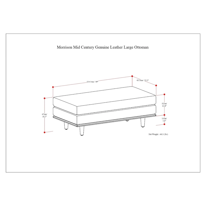 WYNDENHALL Brixley 49 inch Wide Mid-Century Modern Table Ottoman