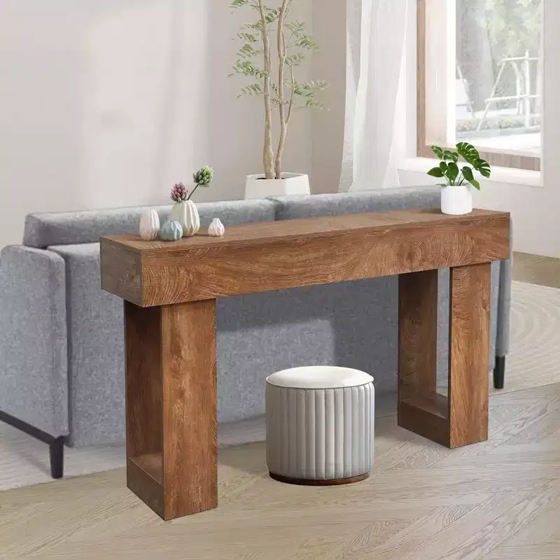 Coolmee 63 in Long Console Table for Entryway, Wood Rectangular Sofa Table Behind The Couch, Farmhouse Entryway Tables for Entrance, Hallway