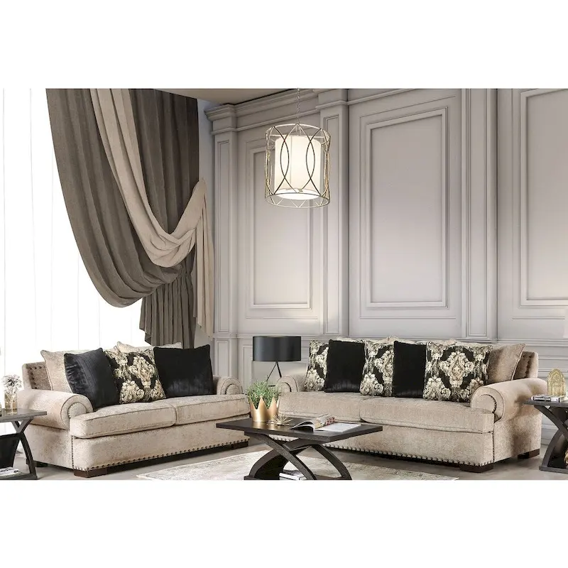 Jula Traditional Linen 2-piece Sofa Set