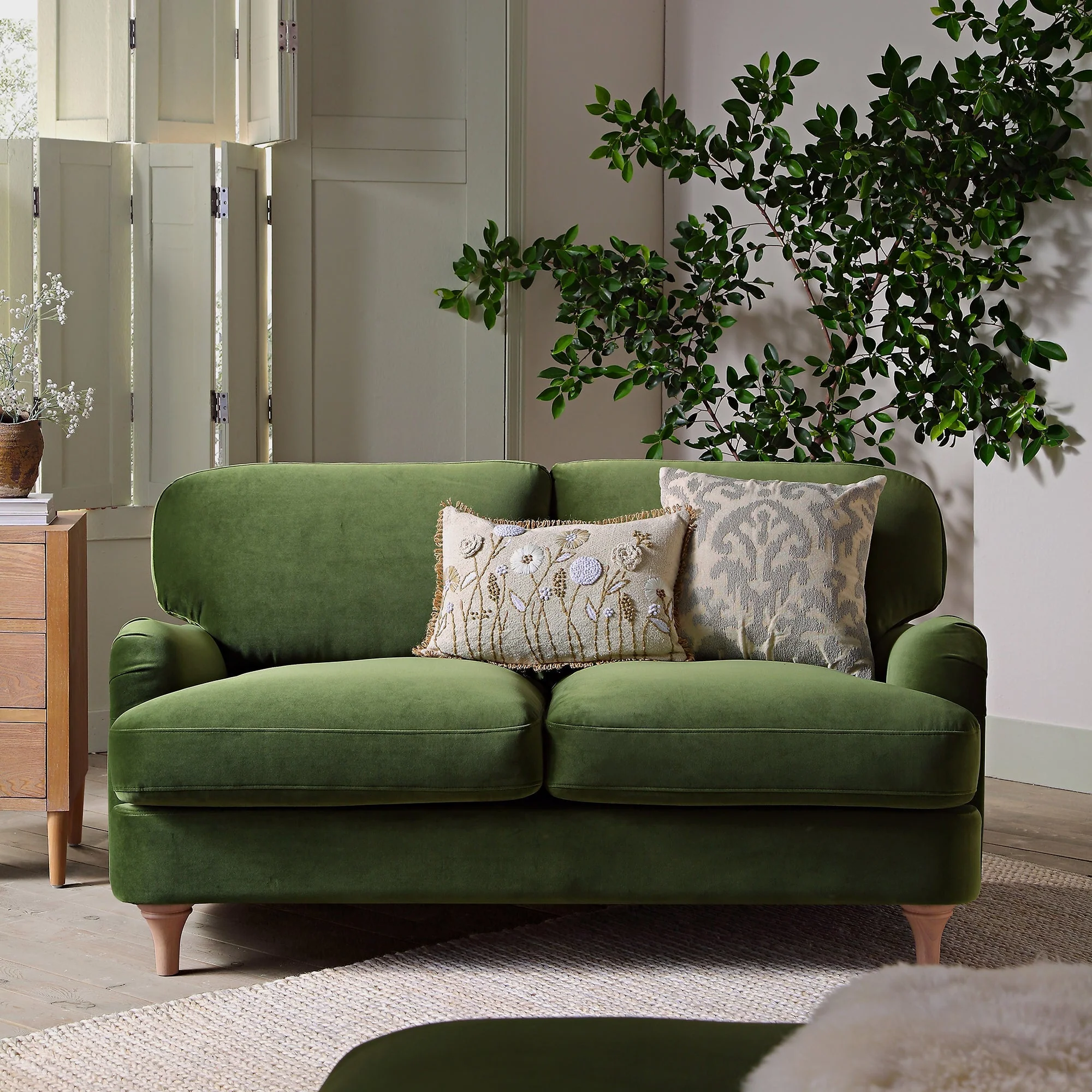 Fern Green Velvet Sofa, 2-Seater