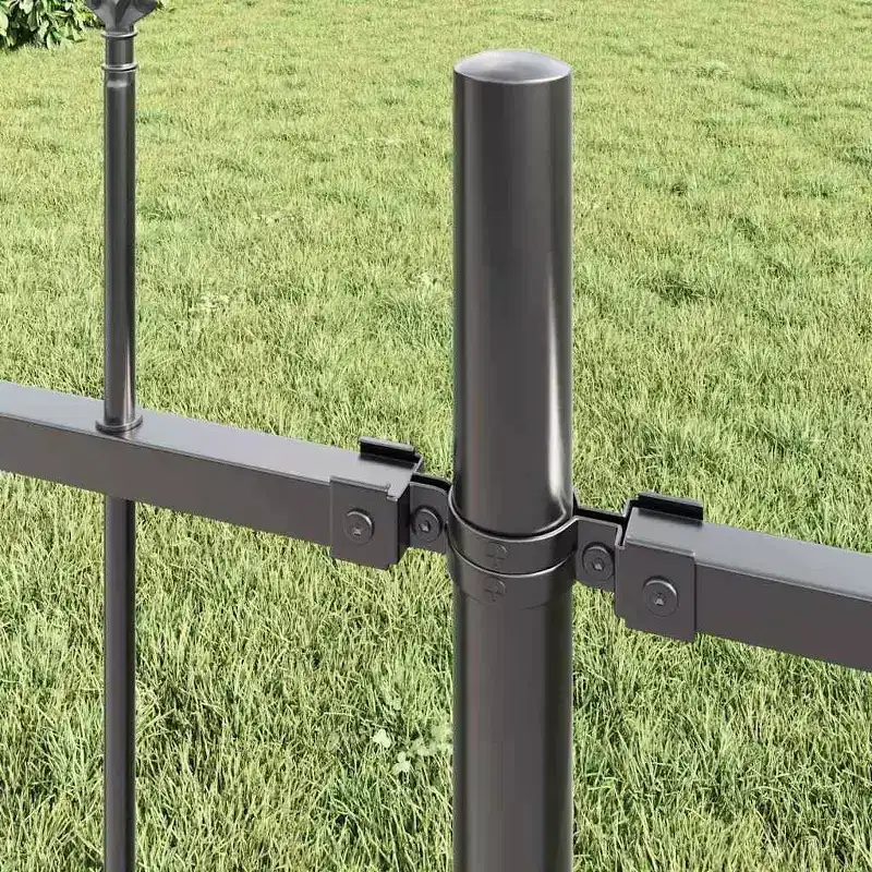 vidaXL Garden Fence 8 pcs Grey 44.62 x 3.28 ft Powder-coated Steel