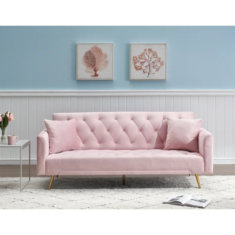 Pink / Green / Blue / Beige 2-Seat Convertible Sofa Bed