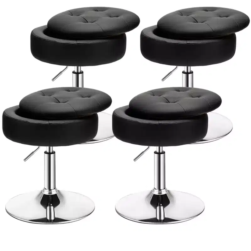Costway Set of 4 AdjustableVanity Stool 360 Swivel Storage Makeup Chair with Tray White/Black/Pink