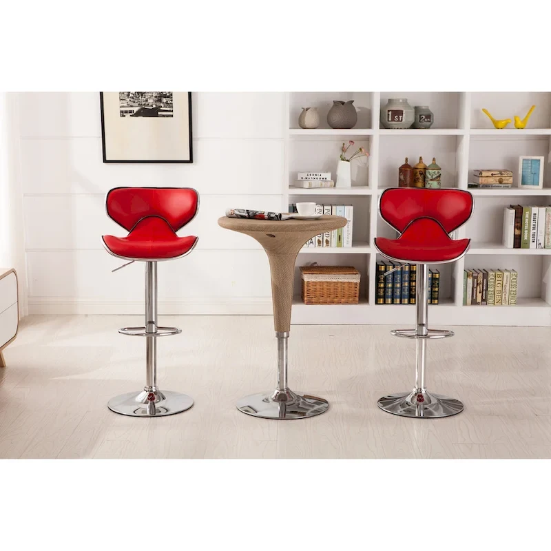 Roundhill Furniture Masaccio Leatherette Airlift Adjustable Swivel Barstool (Set of 2)