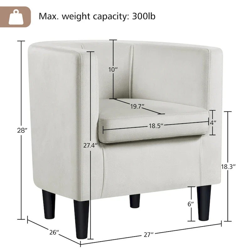 Yaheetech Modern Barrel-shaped Chair Upholstered Velvet Club Chair